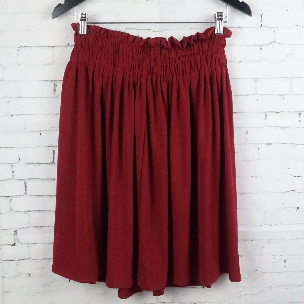 LULAROE BURGUNDY FULL SKIRT WITH WIDE WAISTBAND SIZE SMALL